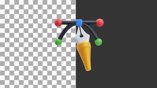 3D-Animation des Bezier-Werkzeugs, das Kurven und Formen präzise herstellt | Alpha Channel