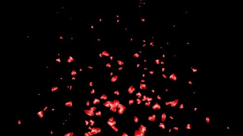 Glossy Red Hearts Confetti Falling Effect Overlay