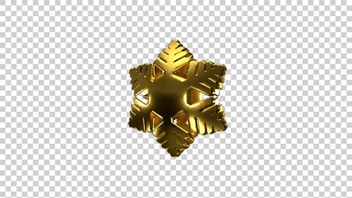 Golden 3D Snowflake Rotating Loop V8