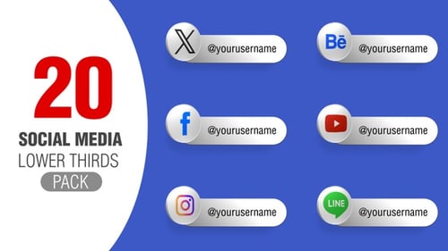 Social Media Lower Thirds Pack with Username Reveals