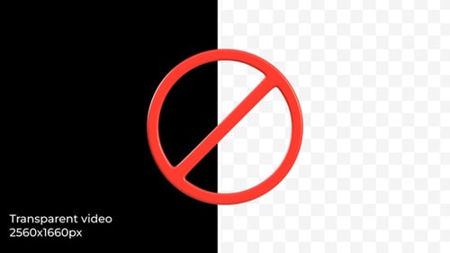 Animated 3D Red No Entry Prohibited Symbol