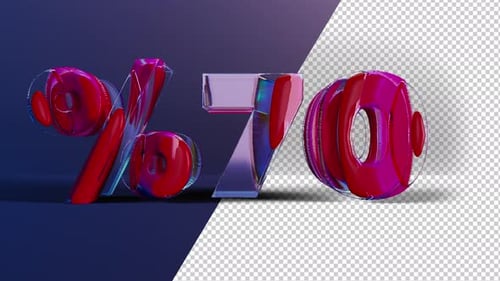 Fluid 3D Percentage 70 Numbers Animation