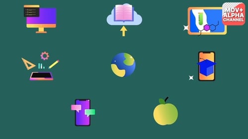 Modern Animated Icons for Education and Technology