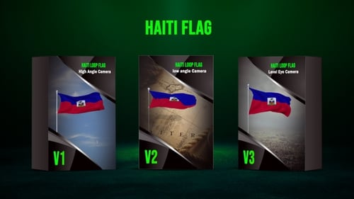 Haitian Flag Waving Animation Loops with Multiple Angles