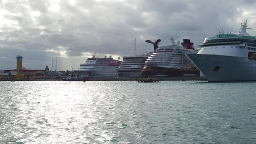 Cruise ship in the ocean. Travel on luxury large cruise ship. Journey concept. Cruise liner sailing.