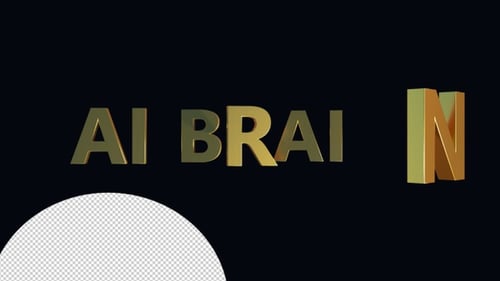 Gold 3D AI Brain Text Reveal Title Animation