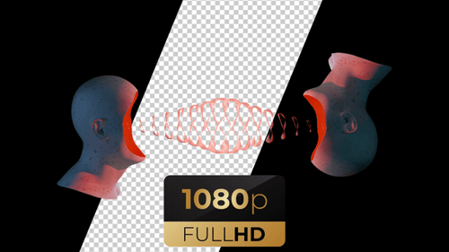 Surreal Heads Dialogue with Connecting Energy Waves Animation