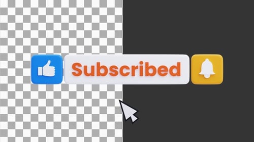3D Animation of Glowing Subscribe Button with Notification Bell | Alpha Channel