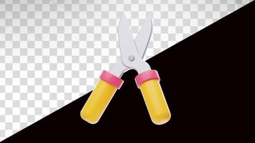 Animación 3D de tijeras de jardinería