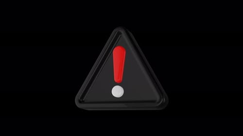 Black warning attention animation on transparent background