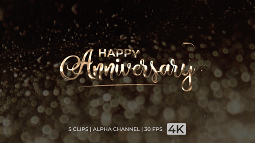 Elegant Glossy Happy Anniversary Text Animation