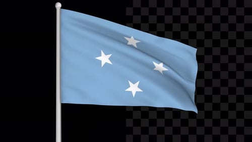 Micronesia National Flag Waving With Alpha Channel