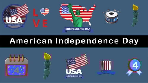 Patriotic Fourth of July 3D Icons Collection