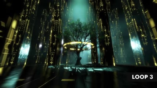 Futuristic Geometric Nature Pillar VJ Loops