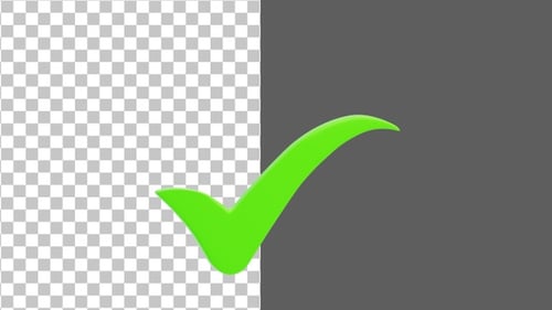 3D Green Checkmark Symbol | Alpha Channel