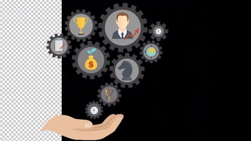 Business Strategy Cogwheel Alpha Channel