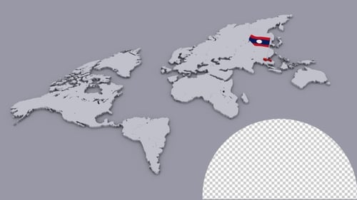 Flagge von Laos auf extrudierter Weltkarte