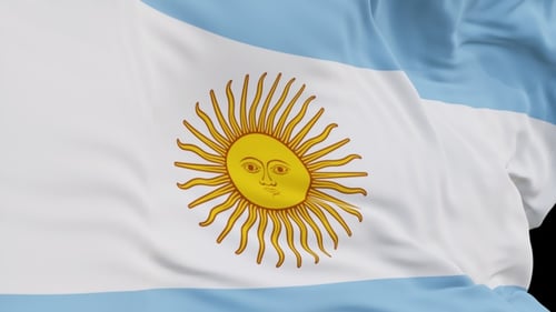 The Argentina with alpha channel waving in the wind in slow motion