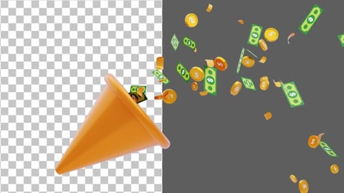 3D Cash Explosion | Alpha Channel