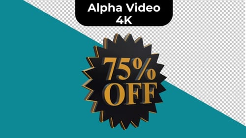Rotating 75 Percent Off Discount Sale Badge Animation