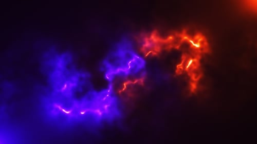 Epische, Filmmusik Bewegung mit violetten und orangefarbenen Energiestrahlen. Kosmischer futuristischer Neonhintergrund. Der Weltraum