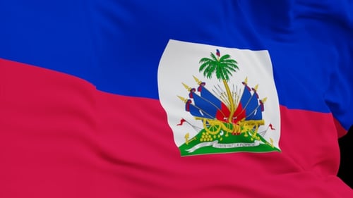 The Haiti with alpha channel waving in the wind in slow motion