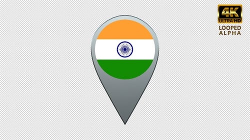 Animated 3D India Flag Map Location Pin Loop