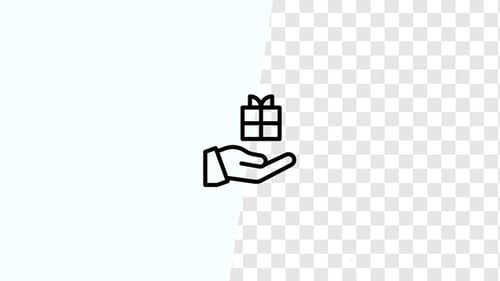 Animated Hand Presenting Gift Line Icon