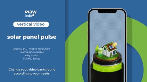 Solar Panel Pulse – Renewable Energy Loop | 4K Vertical Transparent Animation