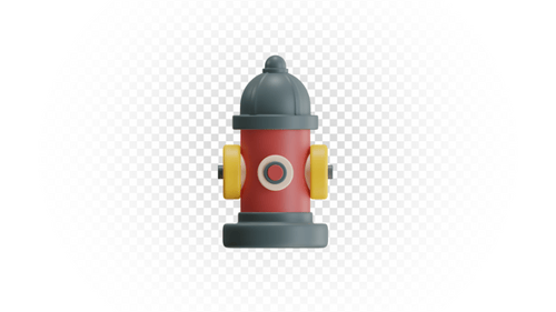 3D Rendering of a Stylized Red Fire Hydrant for Emergency and Fire Safety Concept