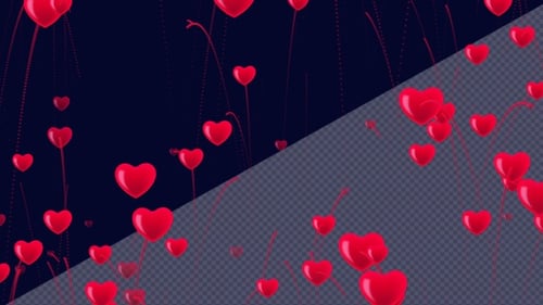 Romantic Red Hearts Upward Motion Graphic Loop