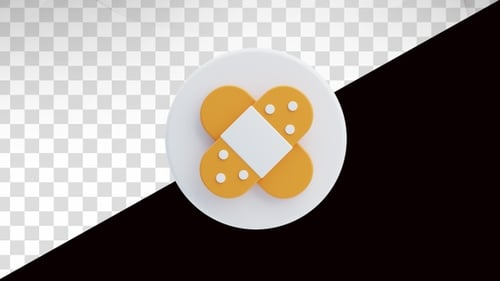 3d animation of yellow bandage cross on white circle