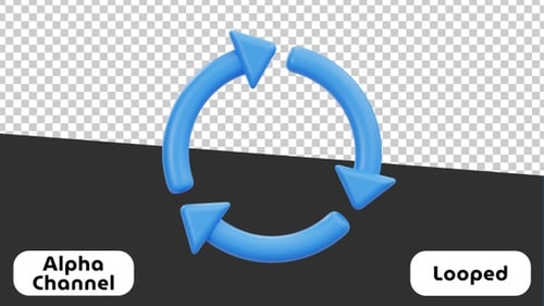 3D Blue Rotating Circular Arrows Icon Animation