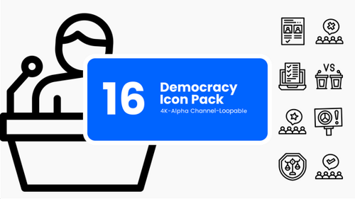 Animated Flat Design Justice and Democracy Icons
