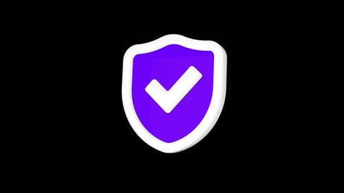 Protection shield with check mark symbol animation on isolated background