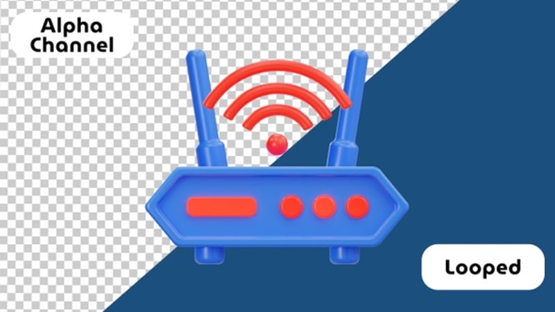 3D Animated Wifi Router | Alpha Channel, Elements Motion Graphics ft ...