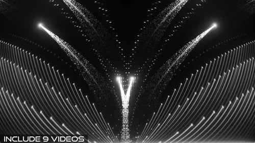 Symmetrical Abstract Glowing Lines and Particle Visual Effects