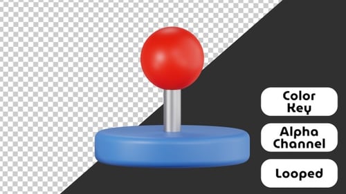 Animated 3D Retro Gaming Joystick Appears