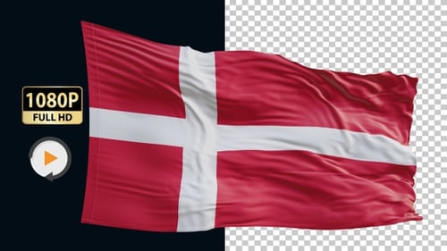 Realistic Waving Denmark Flag Animation