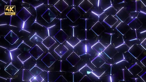Glowing Blue Cubes 4K