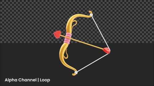 Animated Golden Cupid's Bow Shooting Heart Arrow