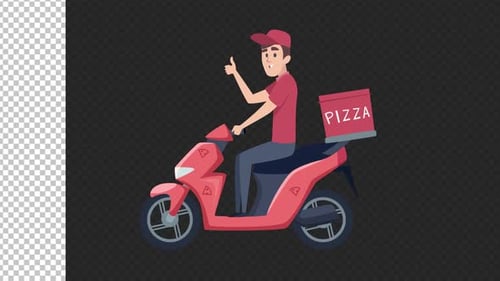Pizza Motorbike Delivery Alpha Looped