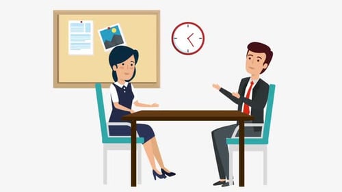 Pack Of 6 Clips Of Businessman And Businesswoman Talking At The Office