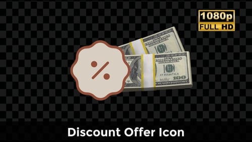 Animated Money Stacks with Percentage Icon for Sales