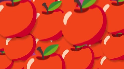 Animated Flat Design Red Apples Falling