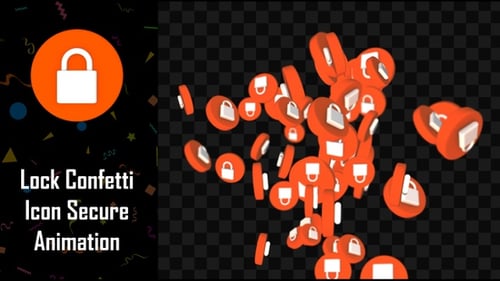 Lock Confetti Icon Secure Animation