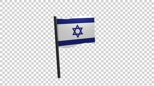 Animated 3D Israel Flag Waving on a Pole