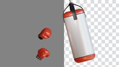 3D Animation of Punching Bag Demonstrating Effective Techniques for Boxing Training | Alpha Channel