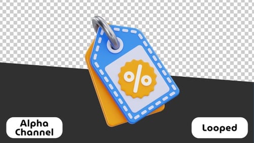 3D Discount Tag Animation - Sale and Promotion | Alpha Channel