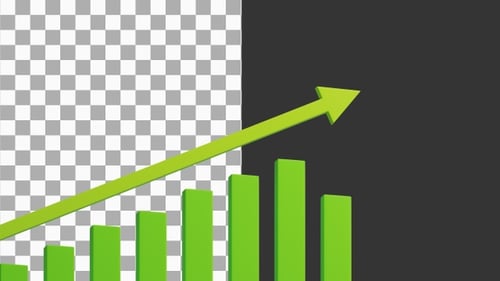 3D-анимация графика роста финансового бизнеса с сеткой | Alpha Channel